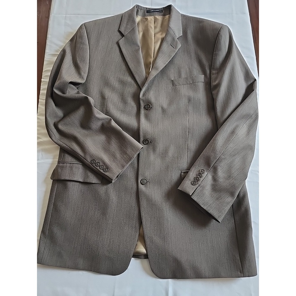Calvin Klein Men Wool Sport Coat Blazer Suit Jacket Brown 44L Notch